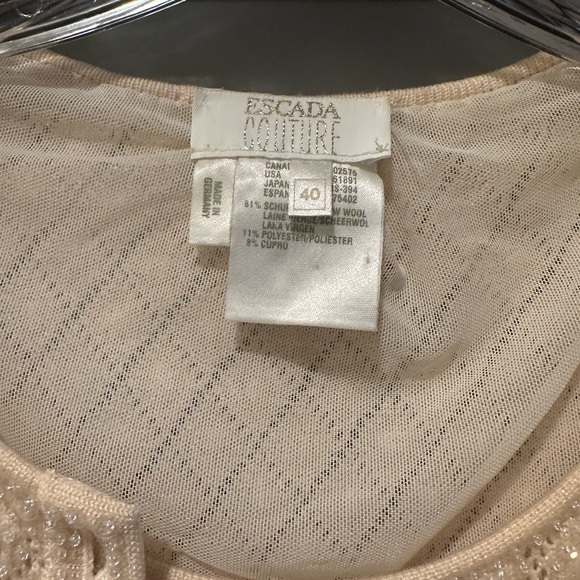 Vintage Escada Couture Cream and Iridescent Beaded Cardigan Set - Picture 2 of 12